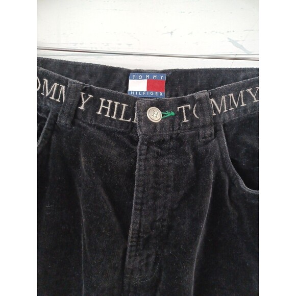 Vintage Y2K Tommy Hilfiger Velvet Pant Womens Embroidered Spell Out Waist Sz 10 - Picture 3 of 5
